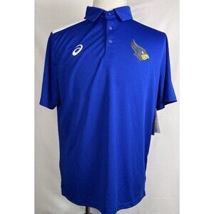 New ASICS Kenwood High School Men's Large Polo Button Up Collar Blue NWT